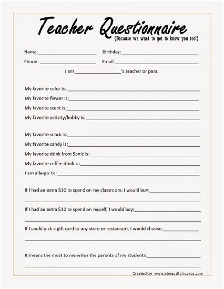 Teacher Questionnaire Teacher Questionnaire